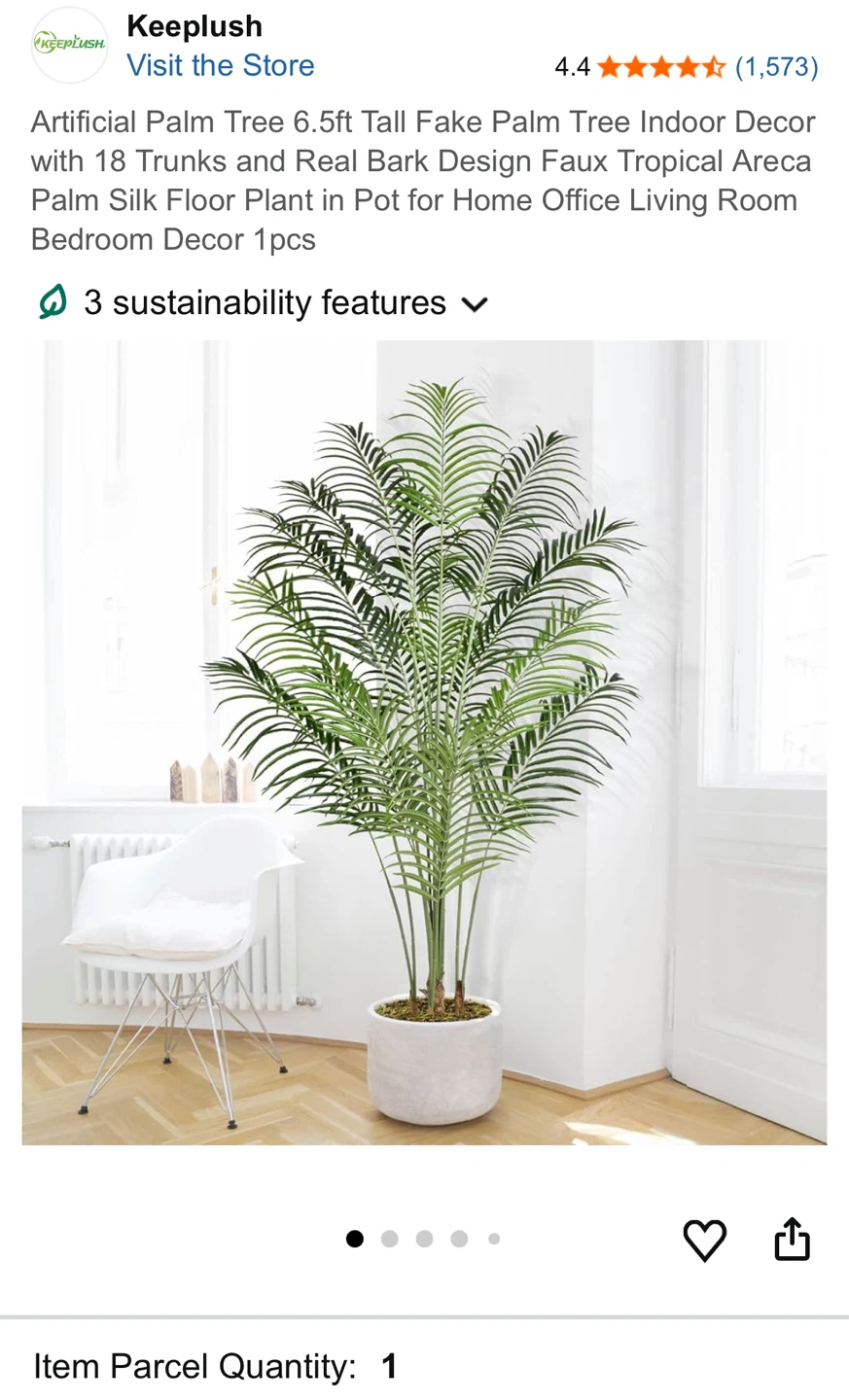 Keeplush Artificial Palm Tree 6.5ft Tall