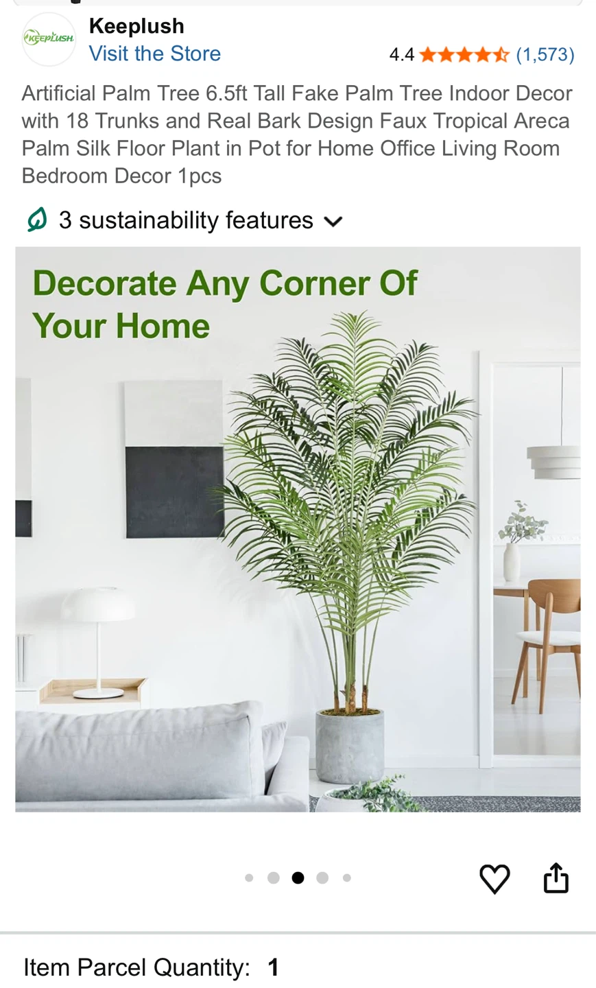 Keeplush Artificial Palm Tree 6.5ft Tall - photo 3