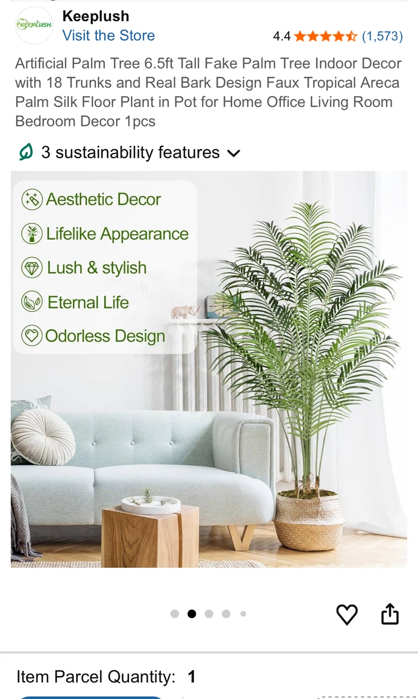 Keeplush Artificial Palm Tree 6.5ft Tall - photo 2