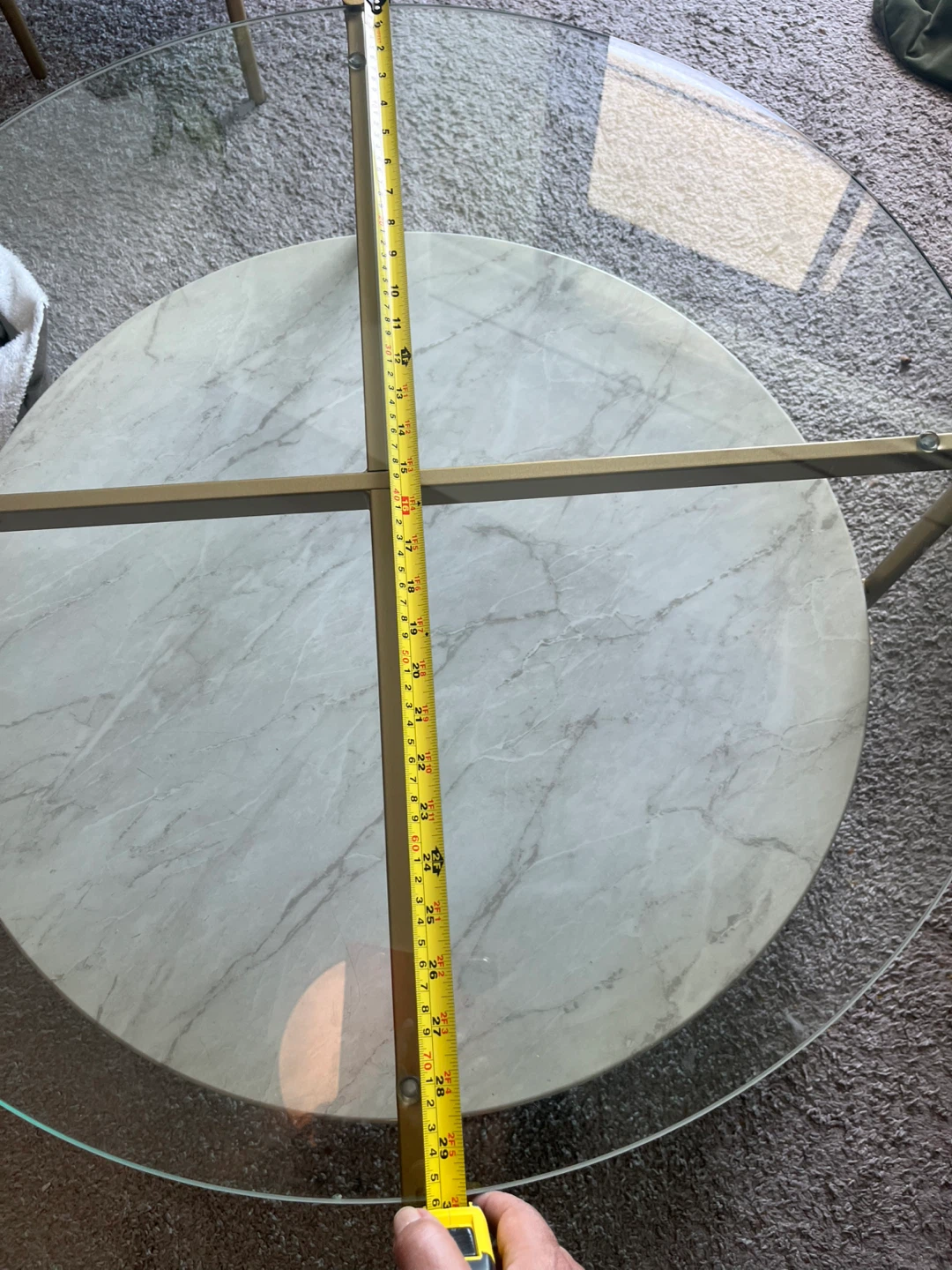 Round Coffee Table - Glass & Marble Top - photo 5