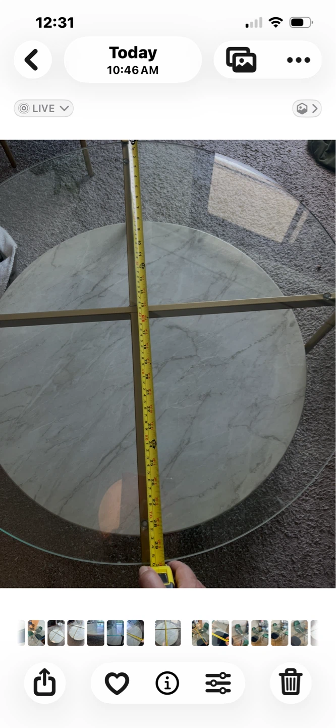 Round Coffee Table - Glass & Marble Top - photo 2