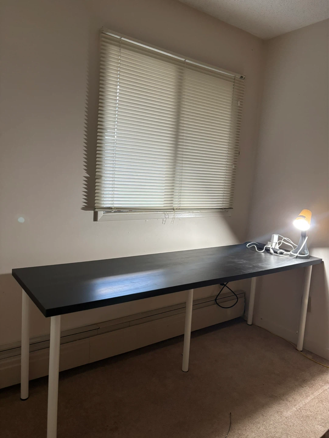 Black Long Desk with White Legs