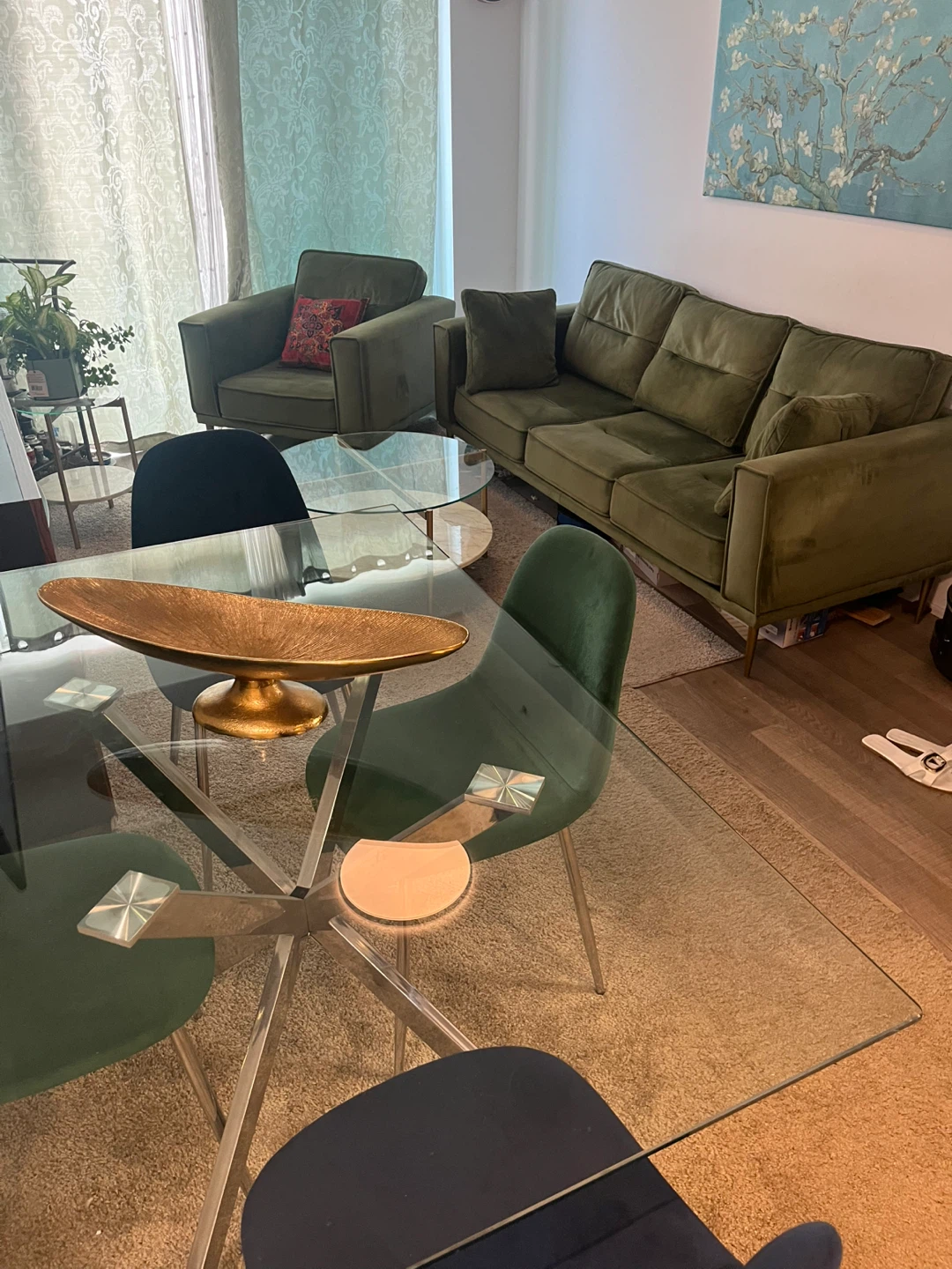 Glass Dining Table with Metal Base - photo 5
