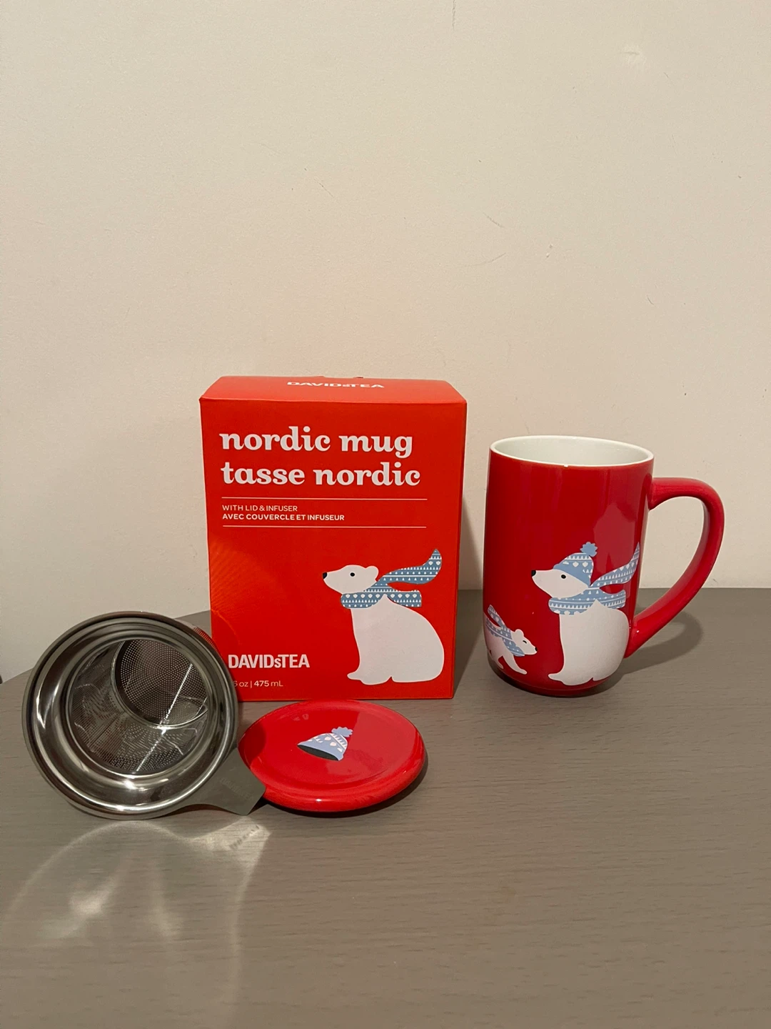 Brand new David’s Tea mug with infuser