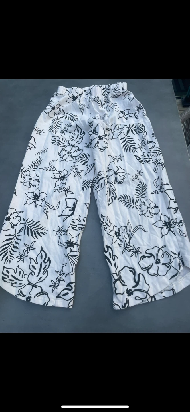 ZARA Kids White Floral Wide-Leg Pants Size 8 (CM 128) - photo 3