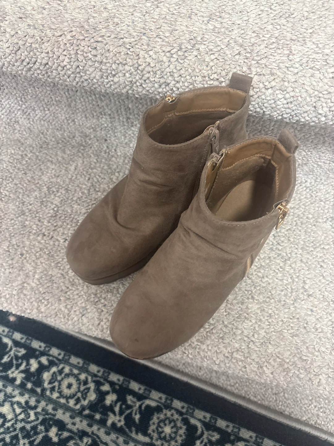 Brown Faux Suede Ankle Boots size 8
