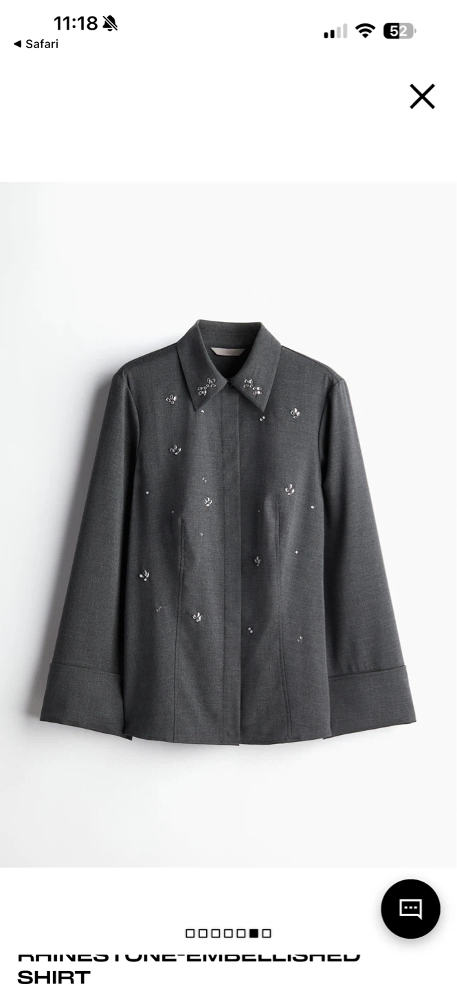 New with tag. H&M Grey Rhinestone Embellished Shirt - photo 2