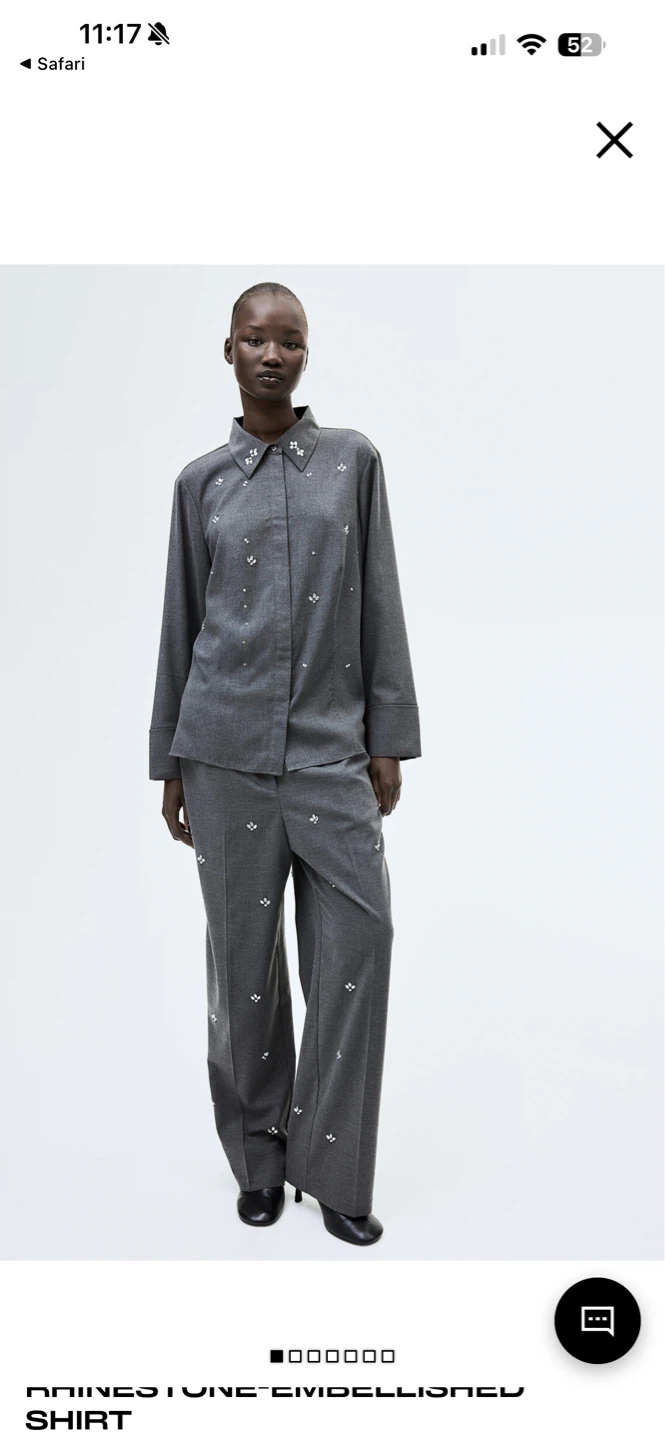 New with tag. H&M Grey Rhinestone Embellished Shirt