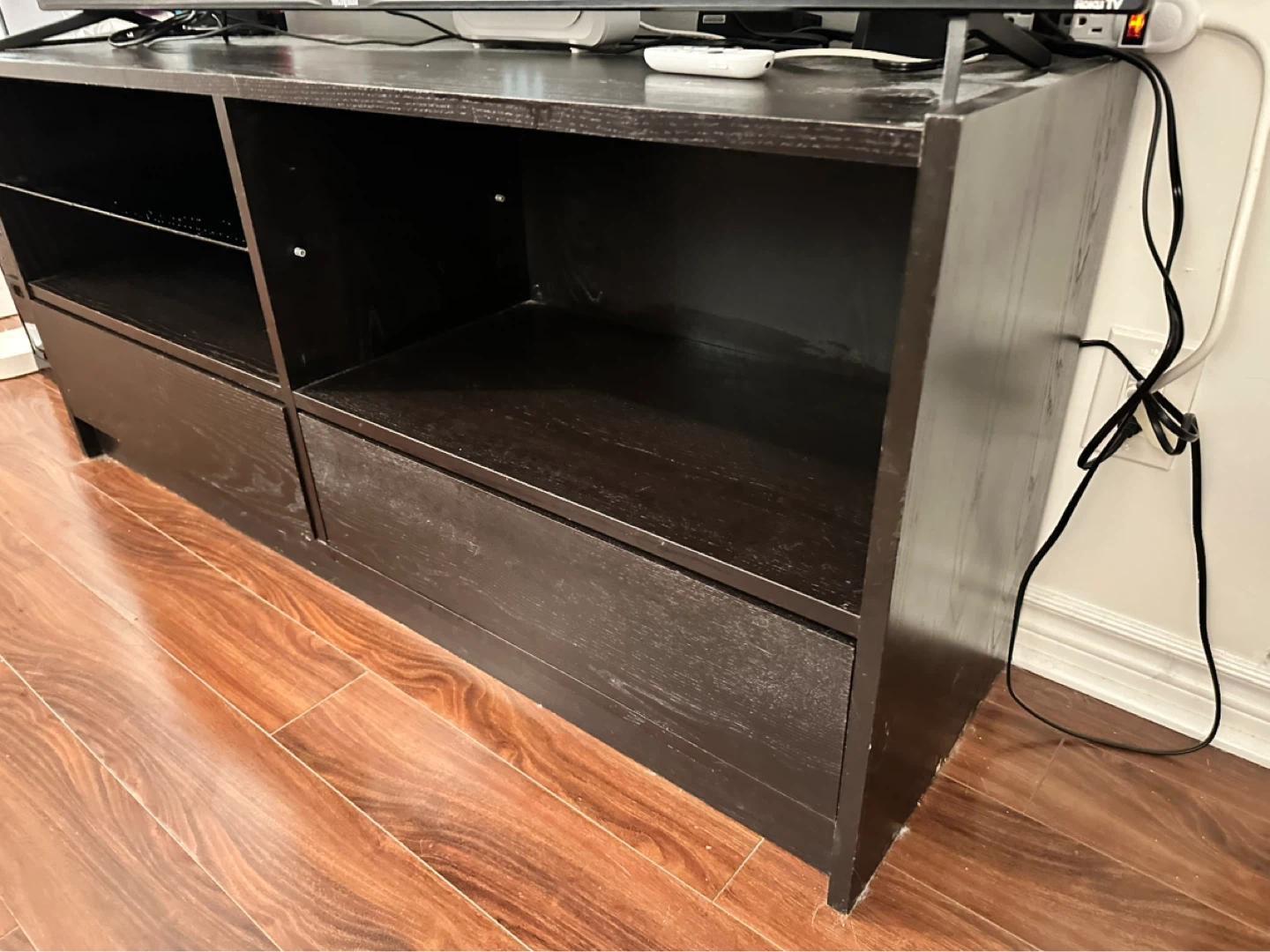 Dark Brown Media TV Console with Drawers - photo 2