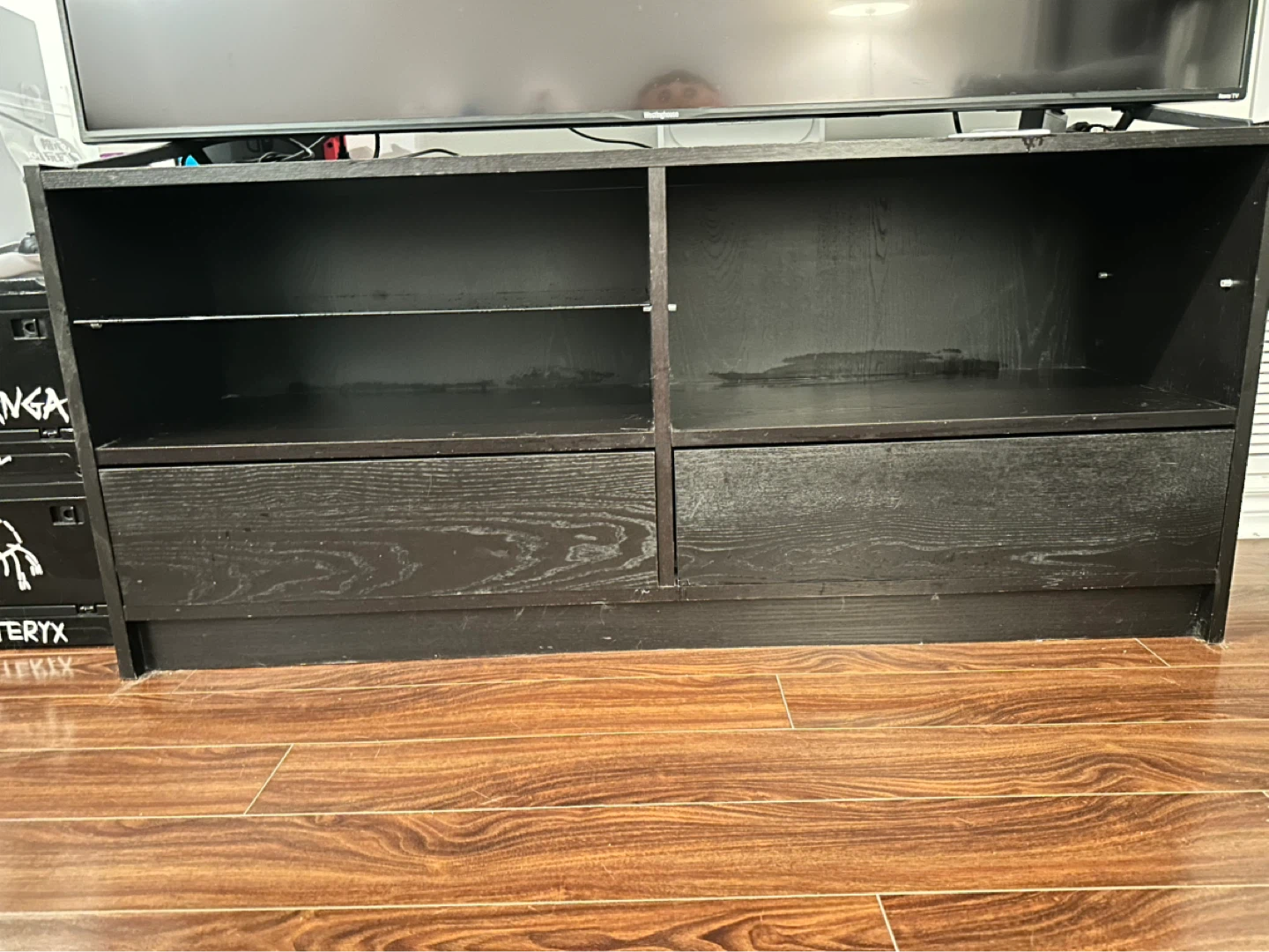 Dark Brown Media TV Console with Drawers