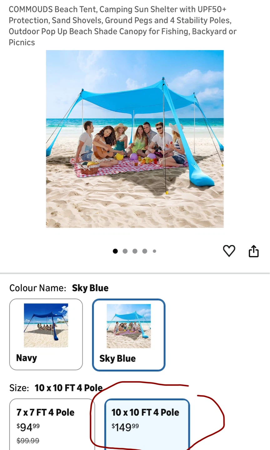 Brand New! Beach Tent Sun Shelter 10 x 10 FT - photo 2