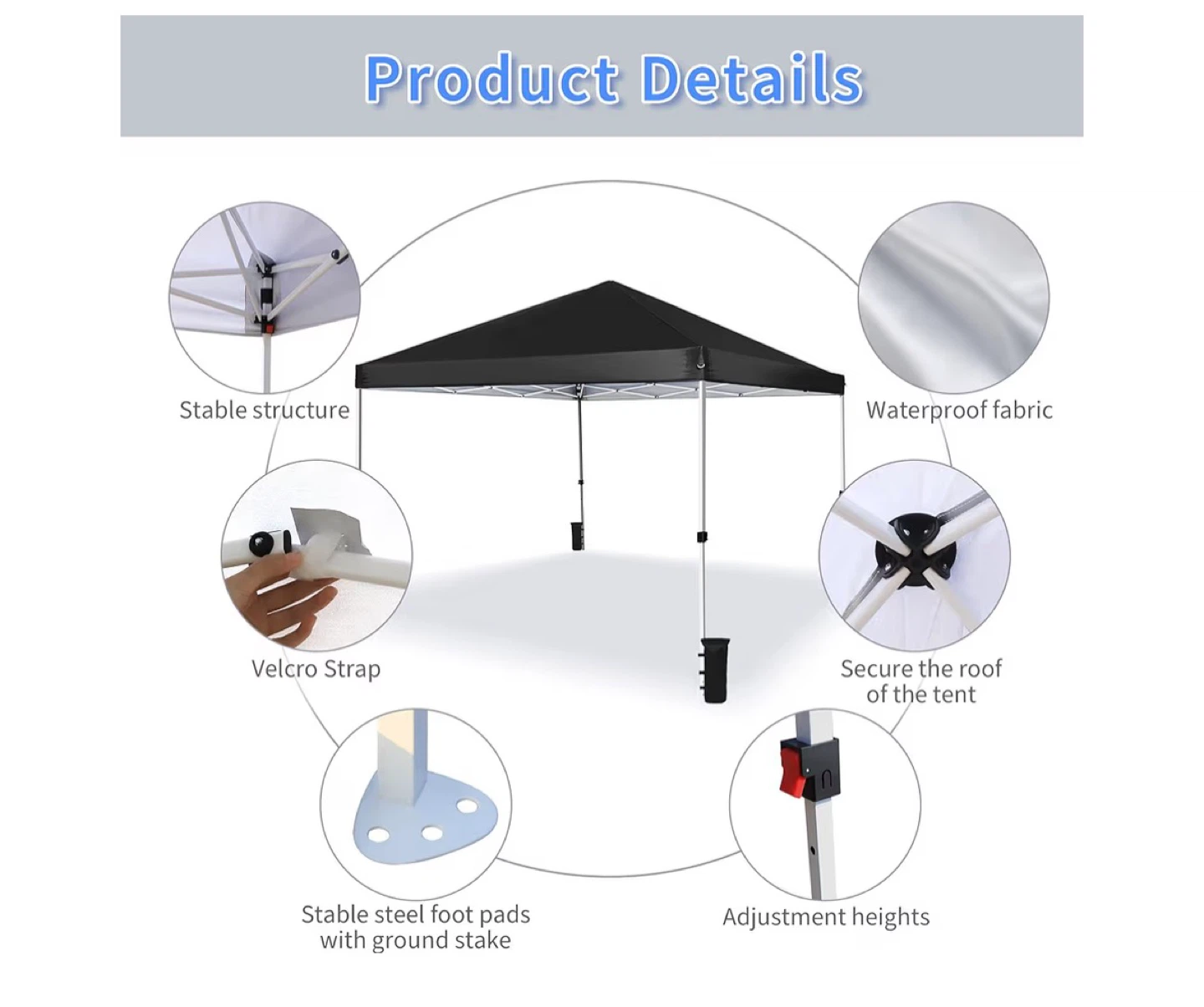 Black 10x10 ft Canopy Tent with Wheeled Bag - photo 5