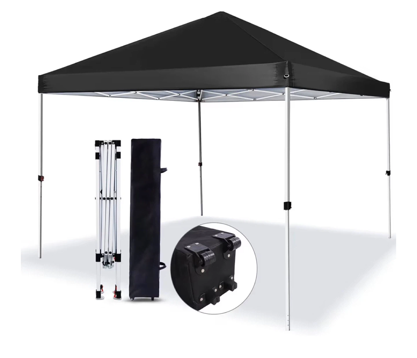 Black 10x10 ft Canopy Tent with Wheeled Bag