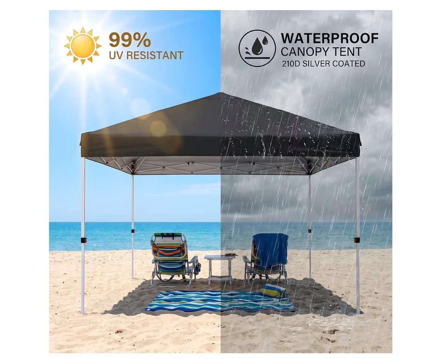 Black 10x10 ft Canopy Tent with Wheeled Bag - photo 2