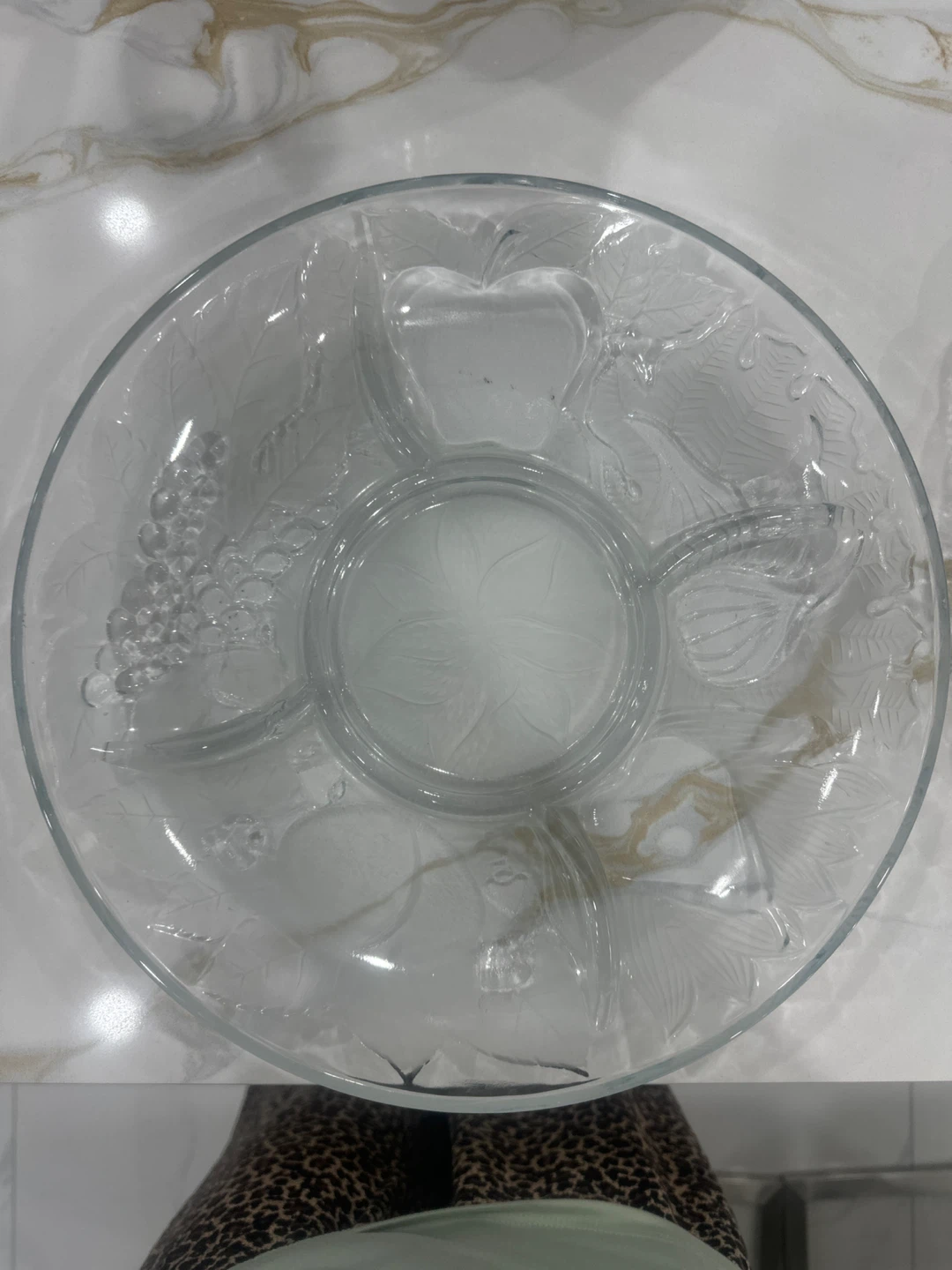 Glass Serving Platter with Embossed Fruit and Flowers - photo 2