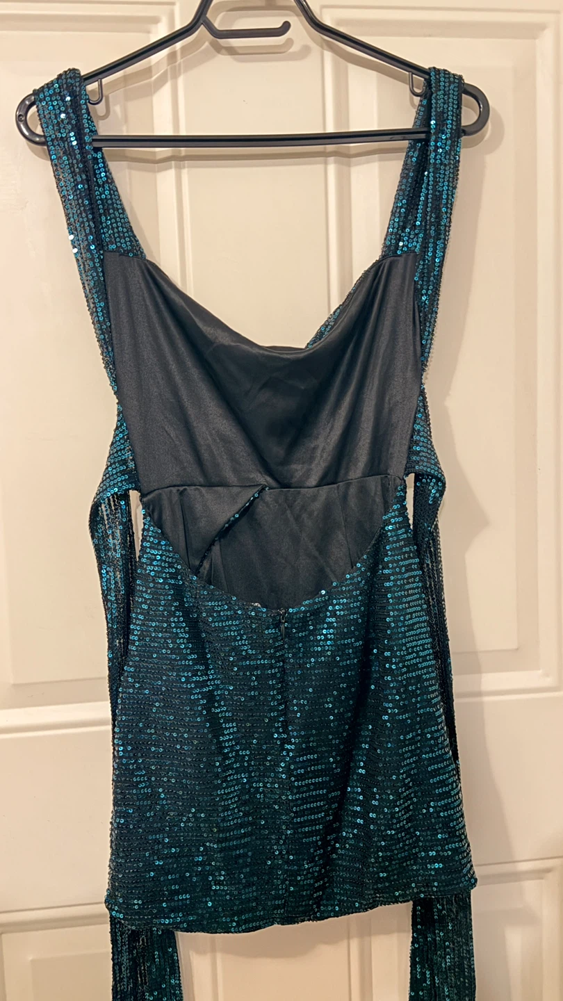 Sparkly Teal Ruched  Dress Size S/M - photo 3