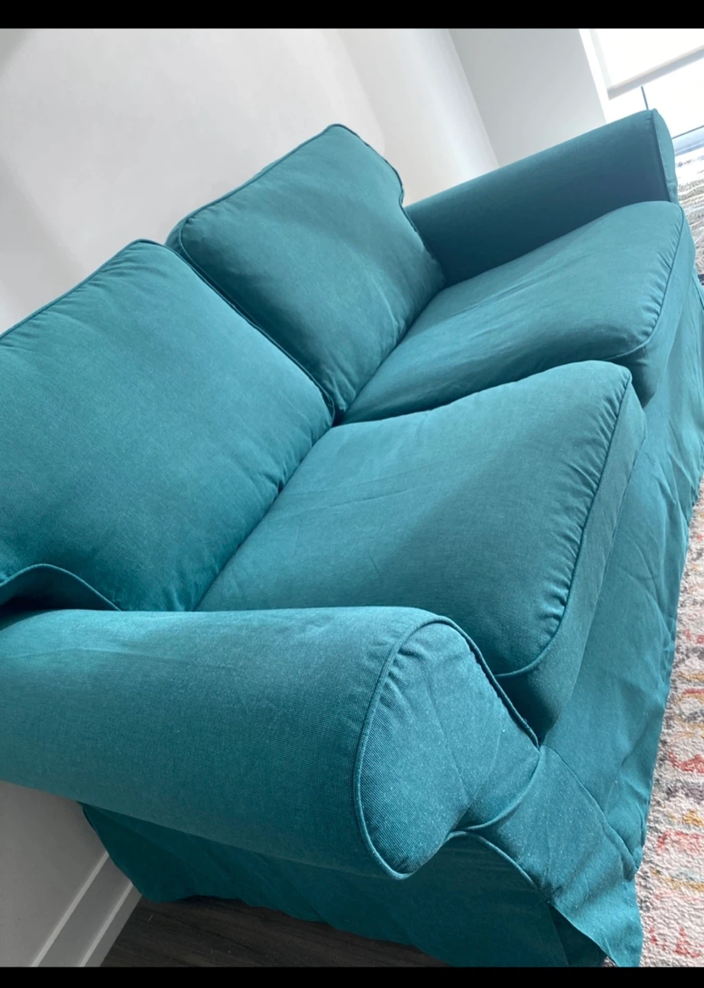 Ikea Teal/ Turquoise Loveseat Couch - Immediate Moving out Sale! - photo 4
