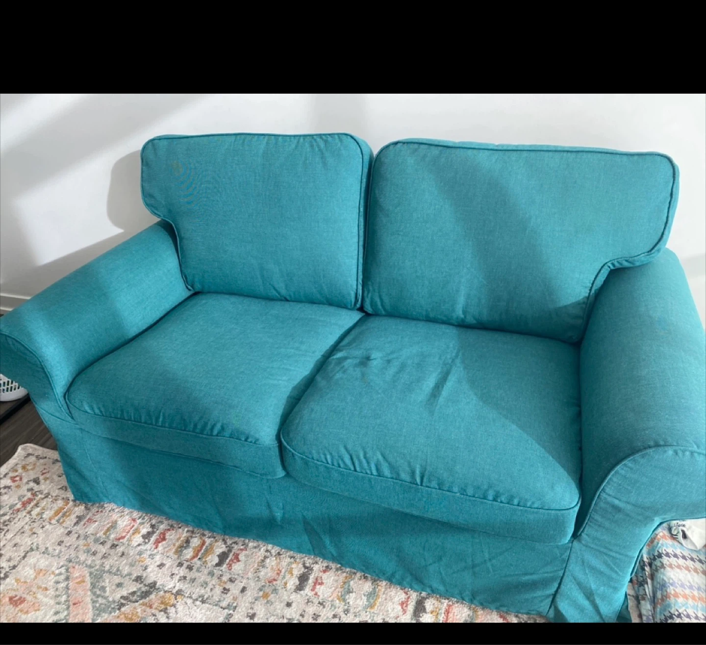 Ikea Teal/ Turquoise Loveseat Couch - Immediate Moving out Sale! - photo 3