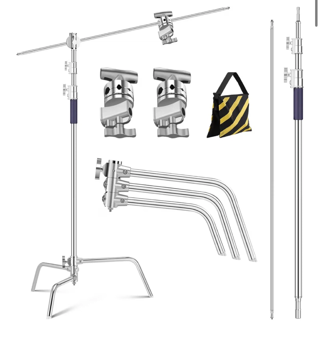 Photography C-Stand Kit with Sandbag and Grip Heads
