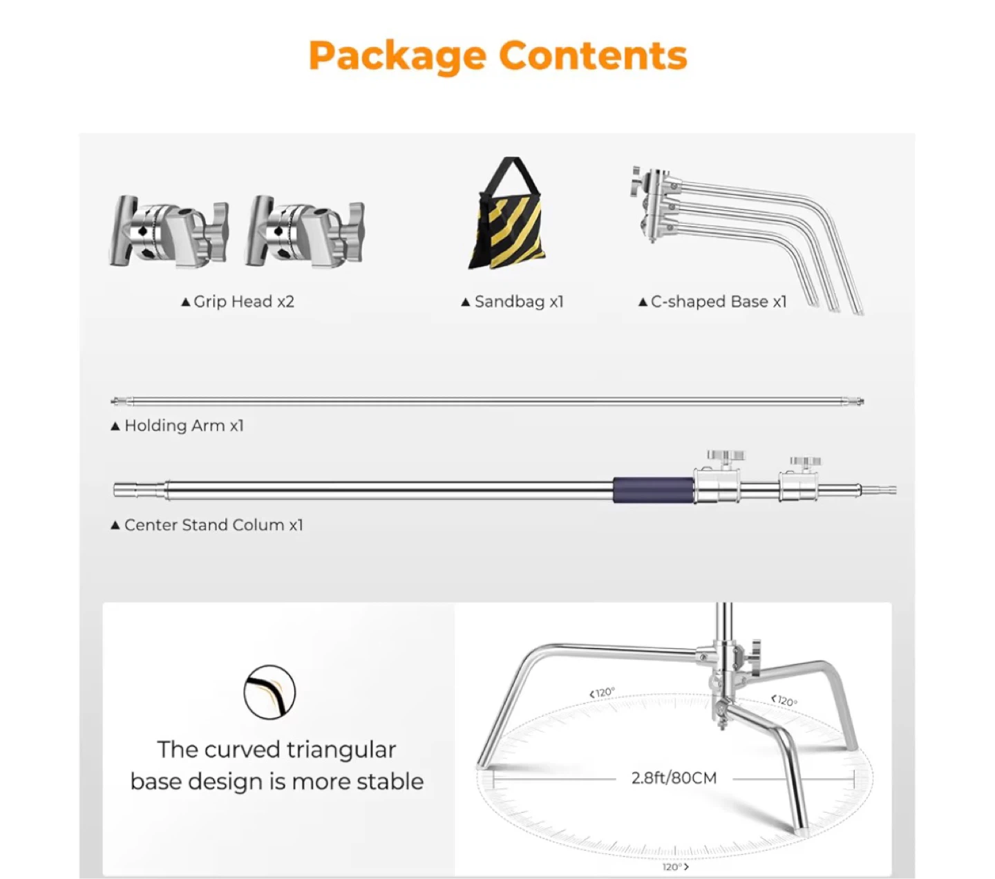 Photography C-Stand Kit with Sandbag and Grip Heads - photo 4