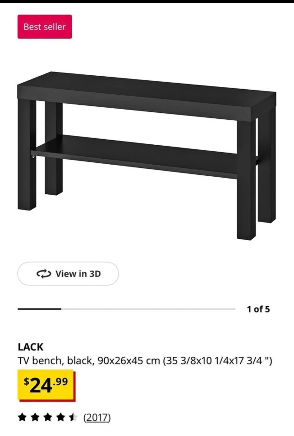 IKEA LACK TV Bench Black - photo 2