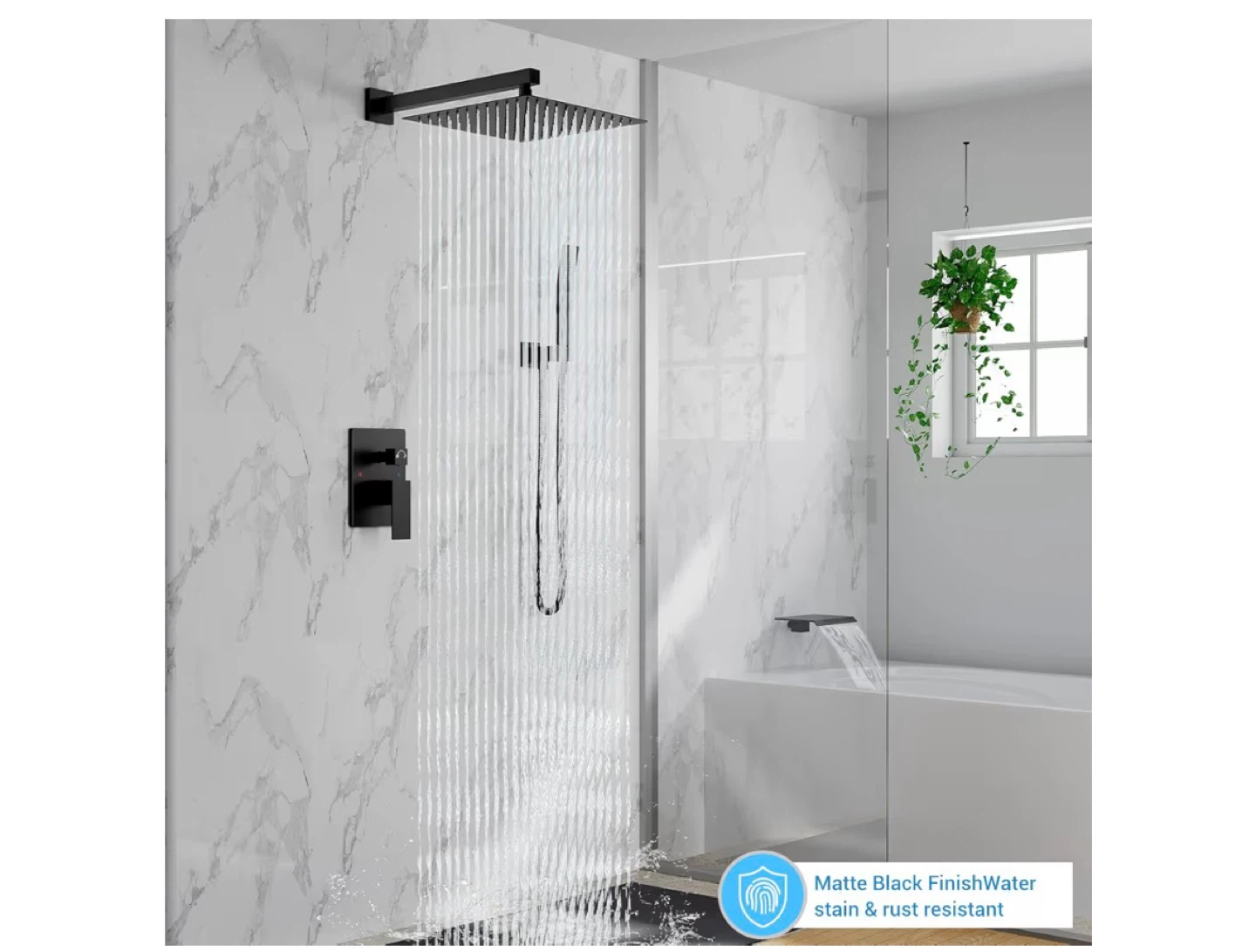 12 Inch Matte Black Shower Head Set with Handheld Shower - photo 2