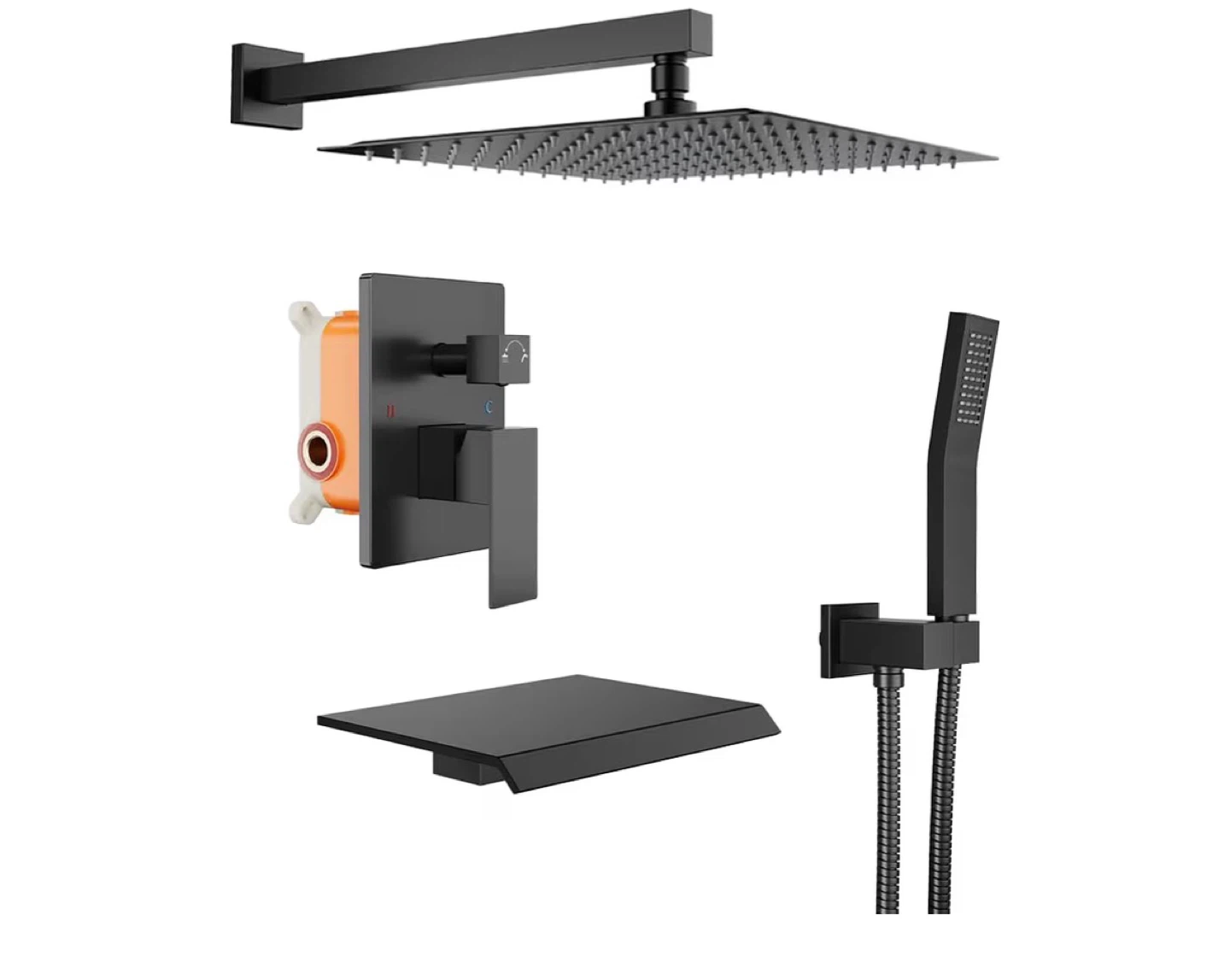 12 Inch Matte Black Shower Head Set with Handheld Shower