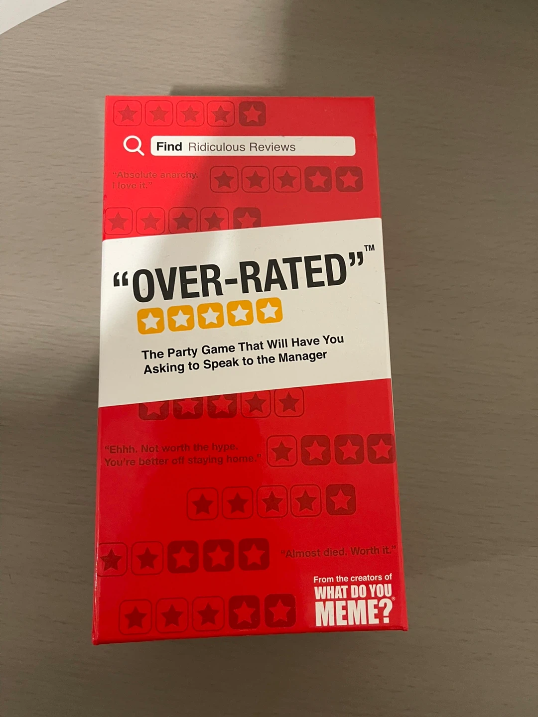 Brand new “Over-Rated” board game