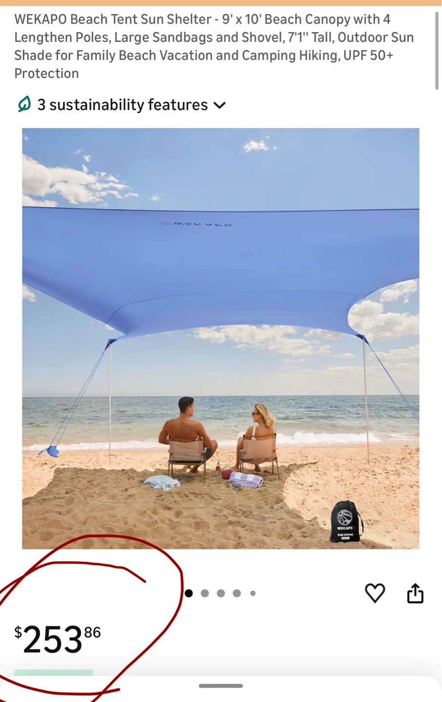 Brand New! WEKAPO Sun Shade Tent - UPF 50+