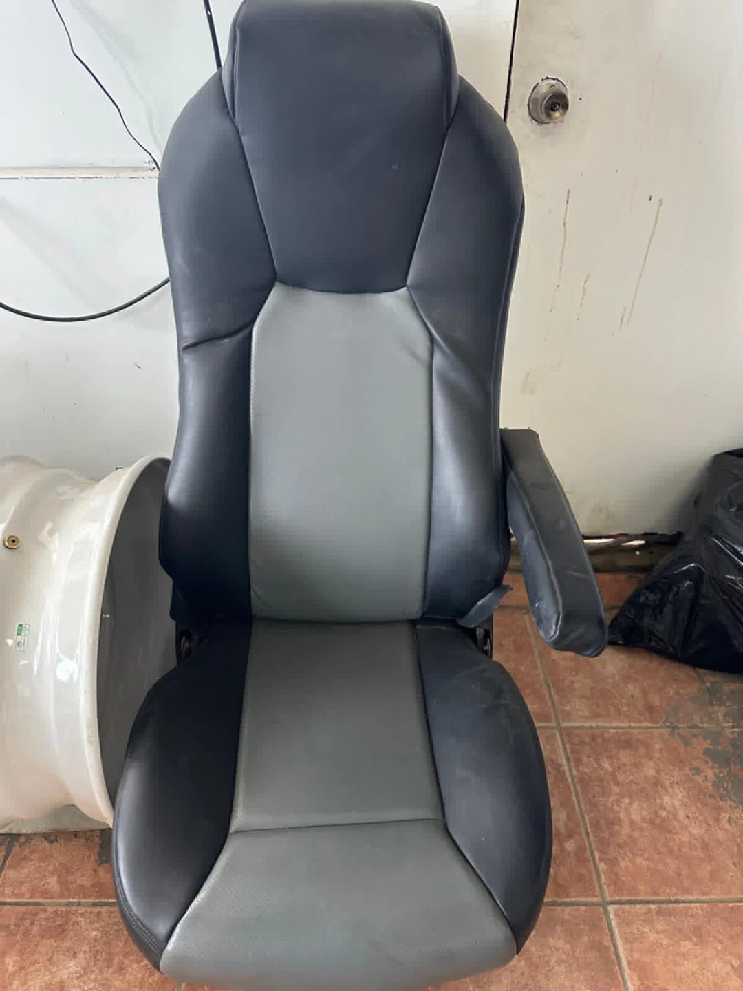 Used Black and Grey Faux Leather Office Chair - photo 3