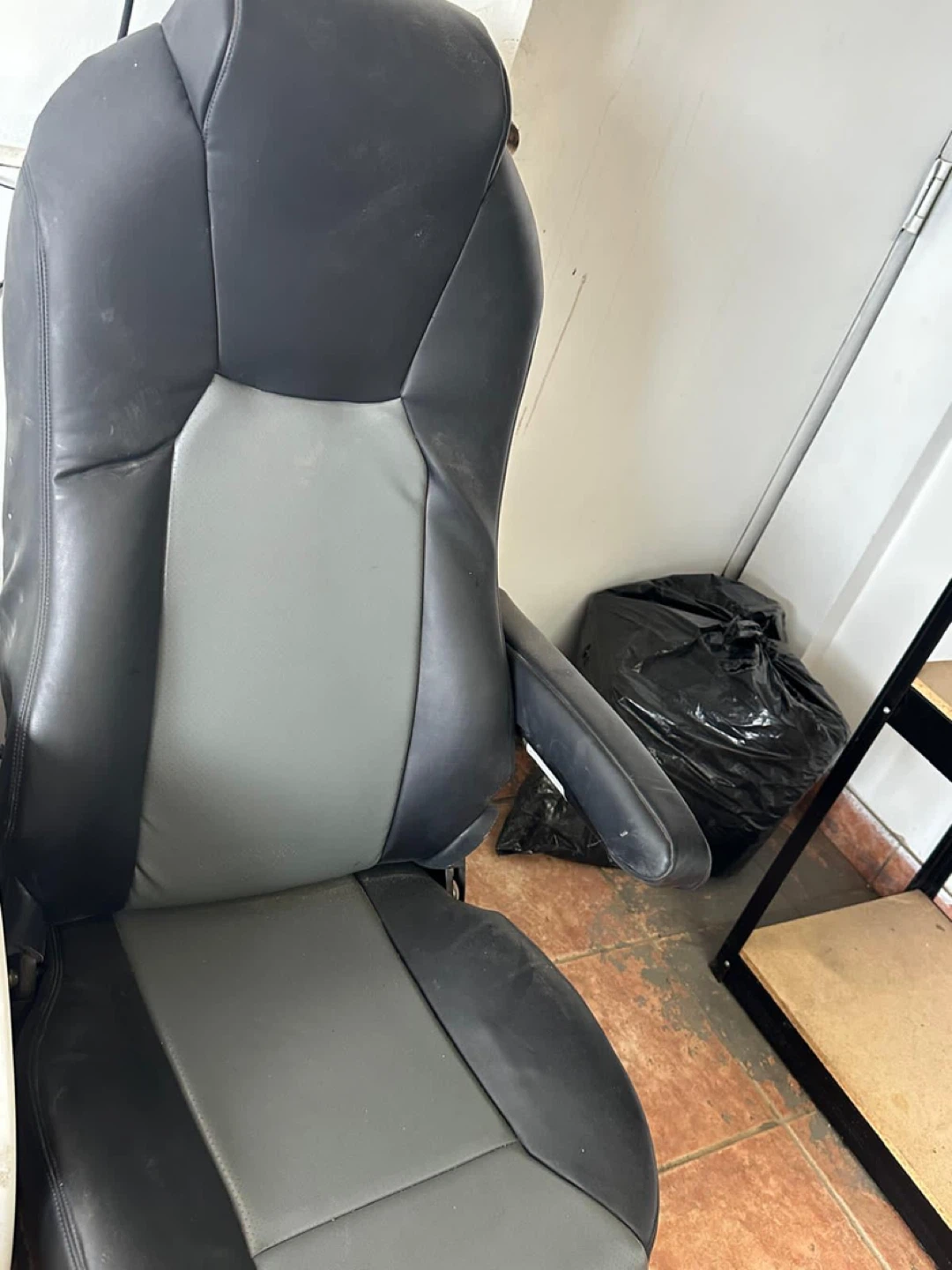 Used Black and Grey Faux Leather Office Chair