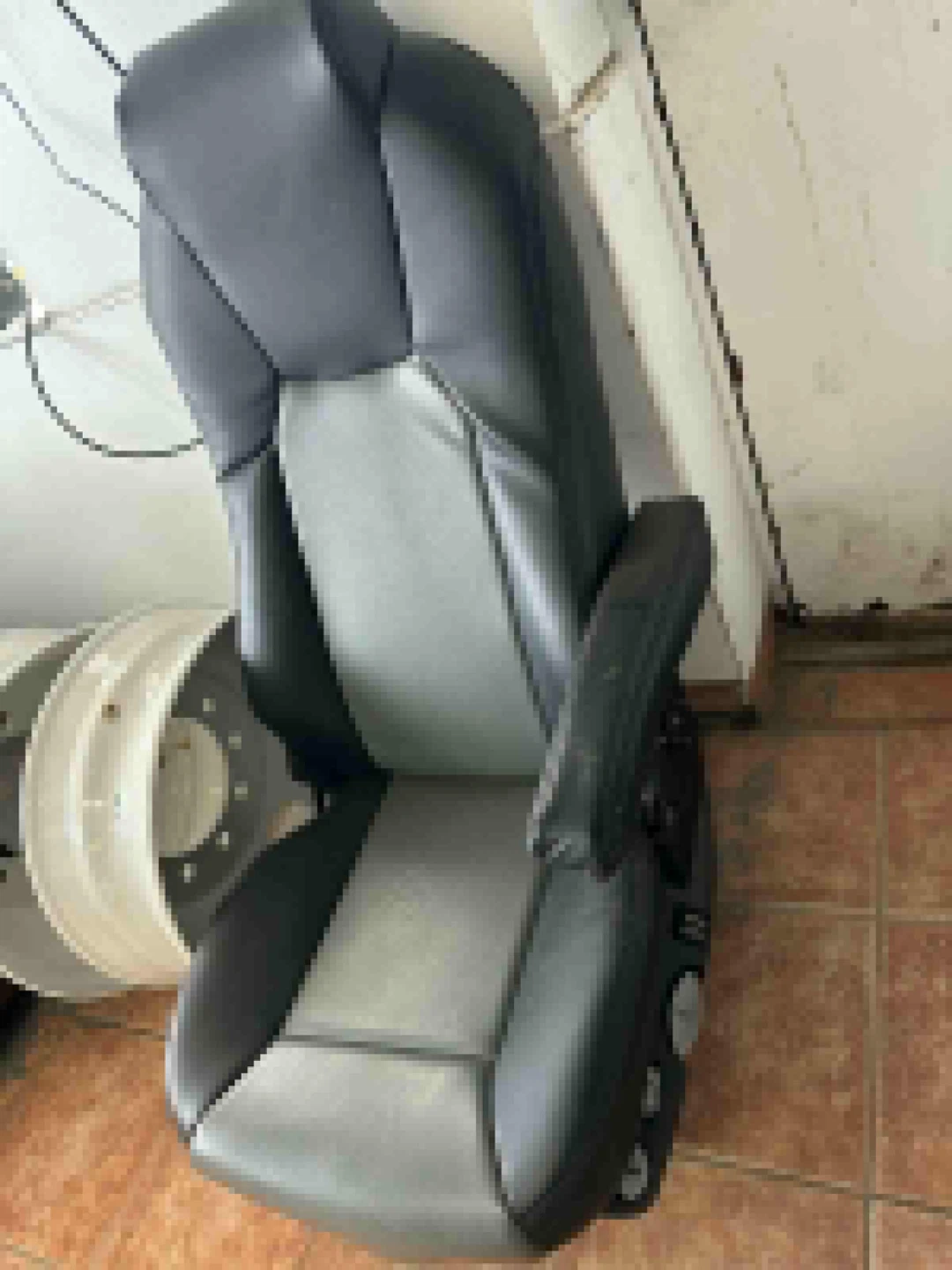 Used Black and Grey Faux Leather Office Chair - photo 2