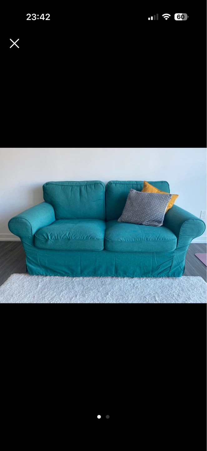 Ikea Teal/ Turquoise Loveseat Couch - Immediate Moving out Sale!