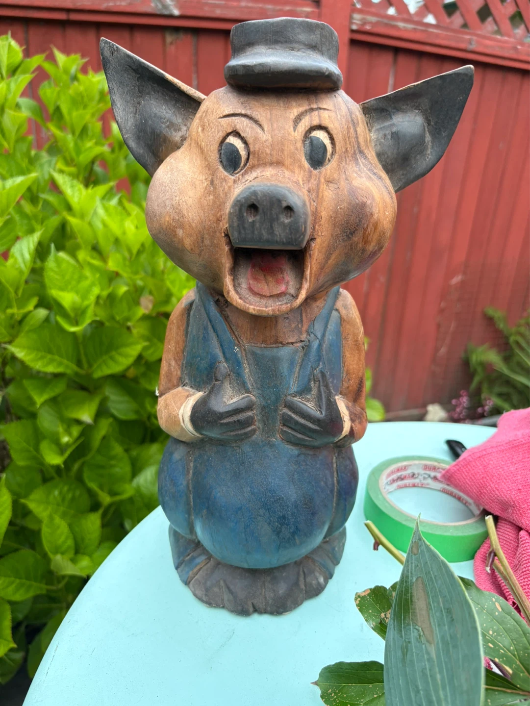 Wooden Pig Figurine ( railway piglet)