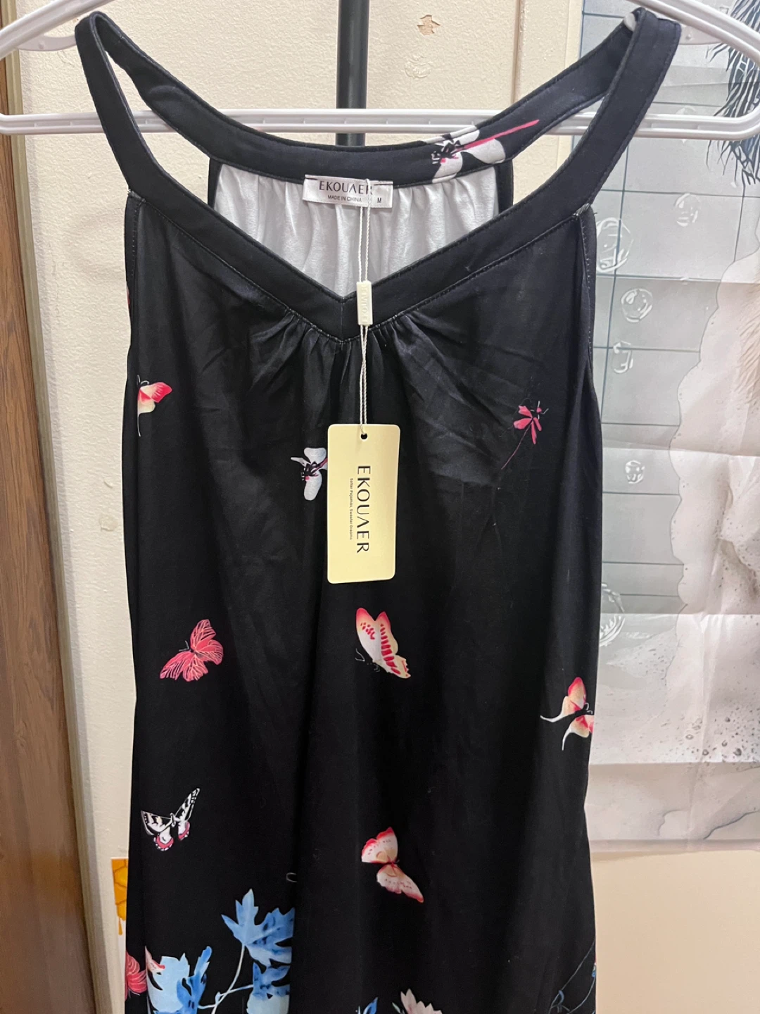 EKOUAER Black Butterfly Print Camisole Top - Size M