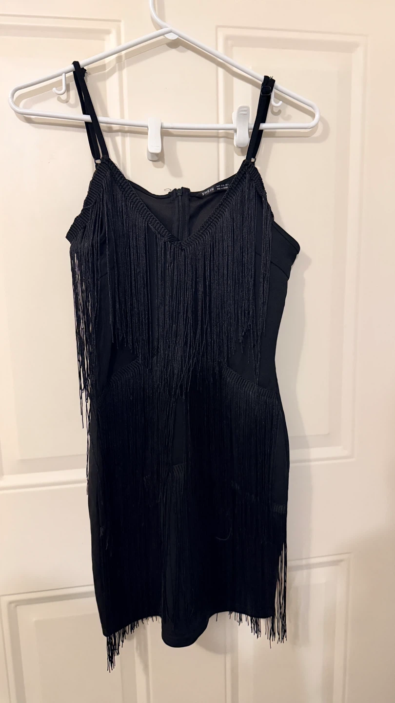 Black Fringe Dress Size S/M
