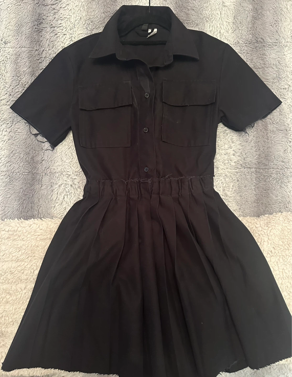 H&M Black Button-Up Skater Dress