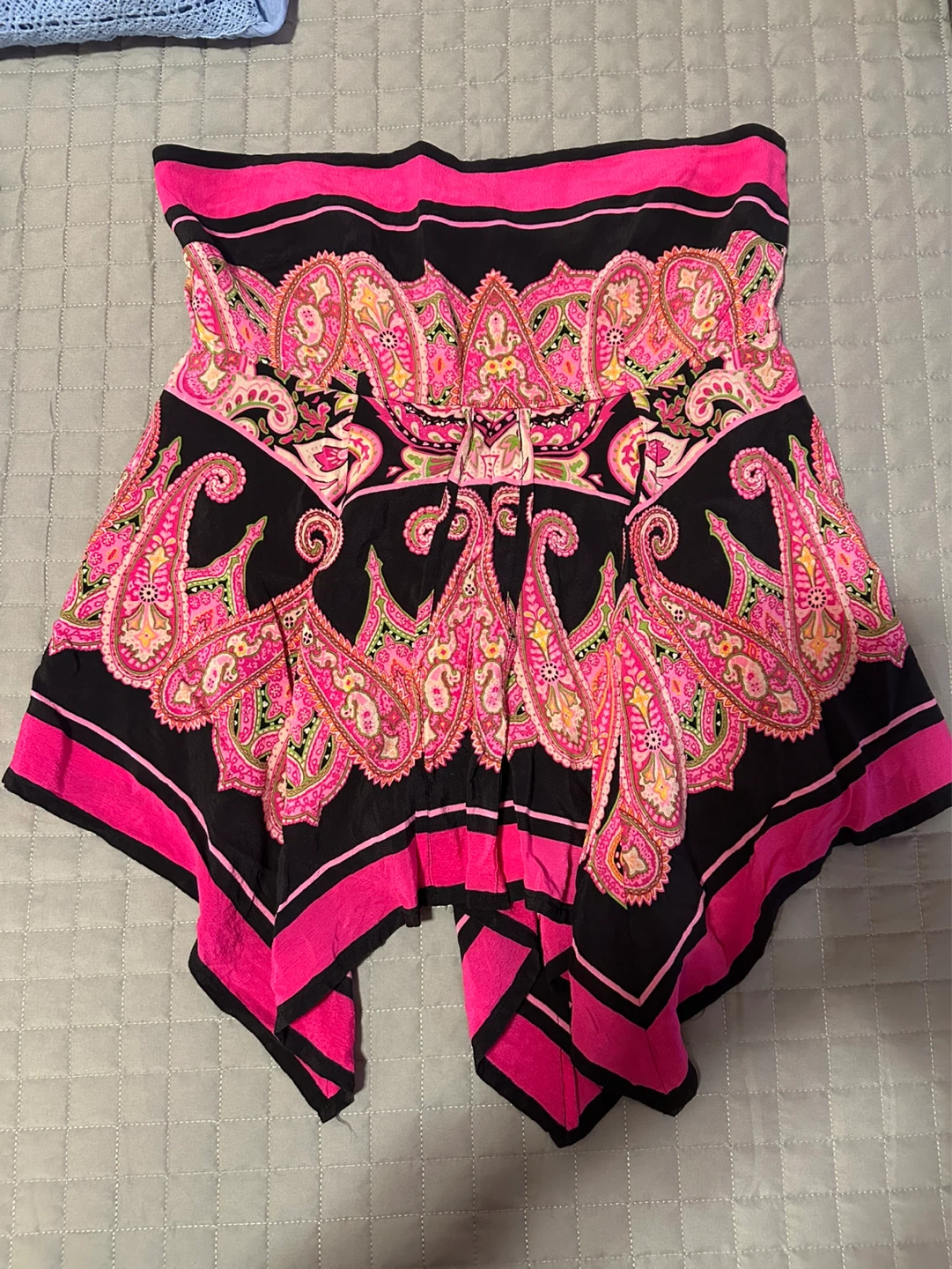 Moda International Silk Scarf Top Pink Paisley Size S