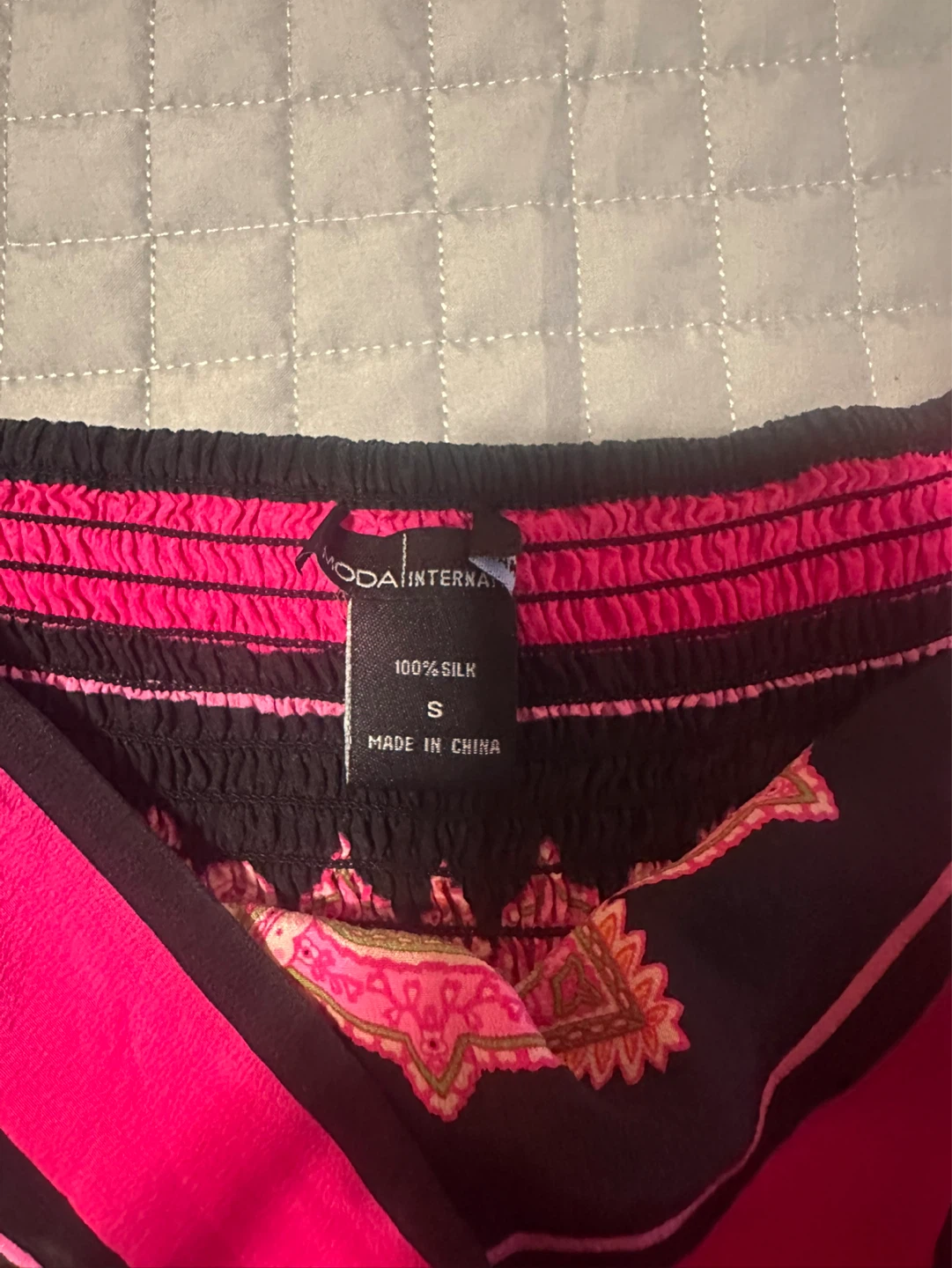 Moda International Silk Scarf Top Pink Paisley Size S - photo 3