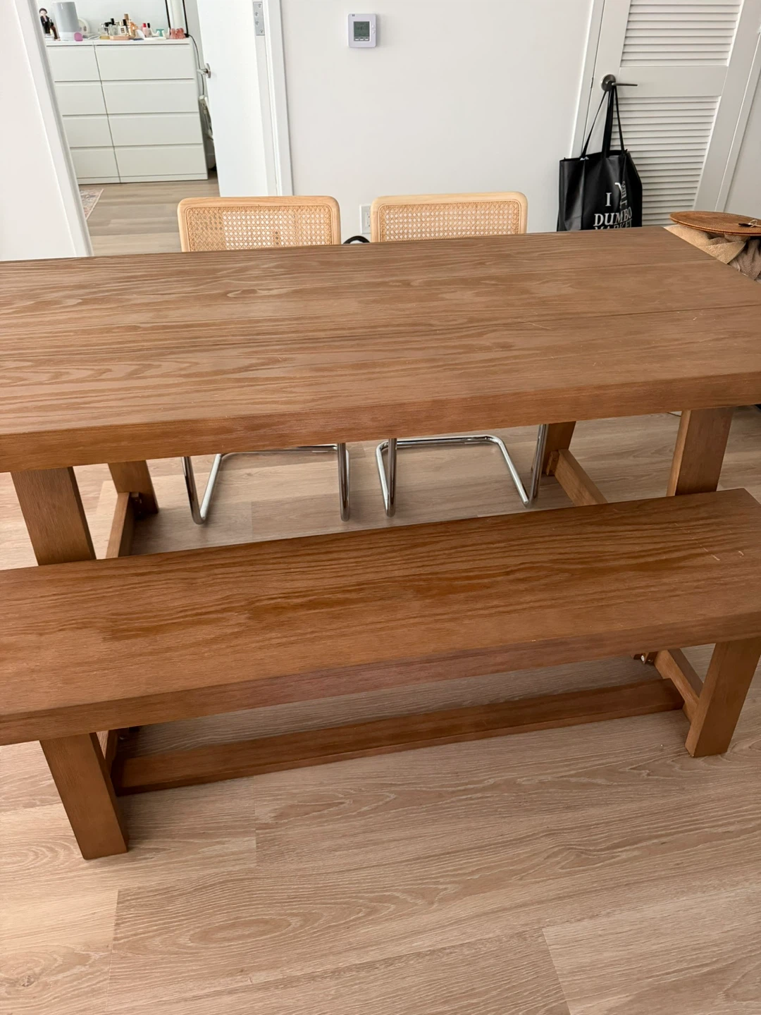 Wooden Dining Table with Bench