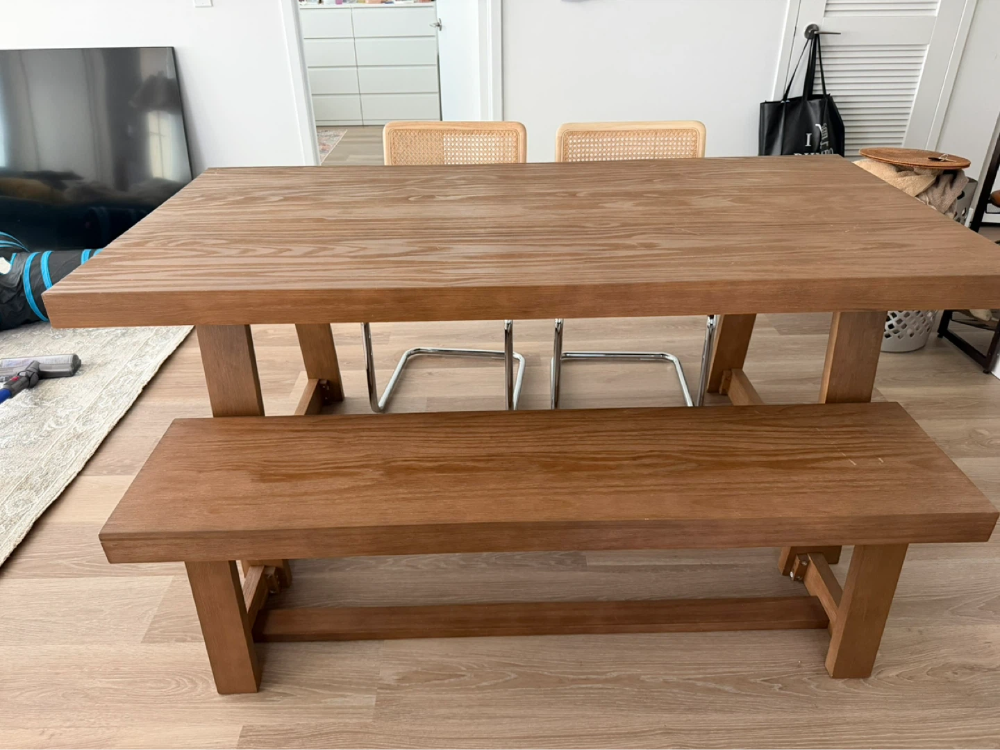Wooden Dining Table with Bench - photo 4