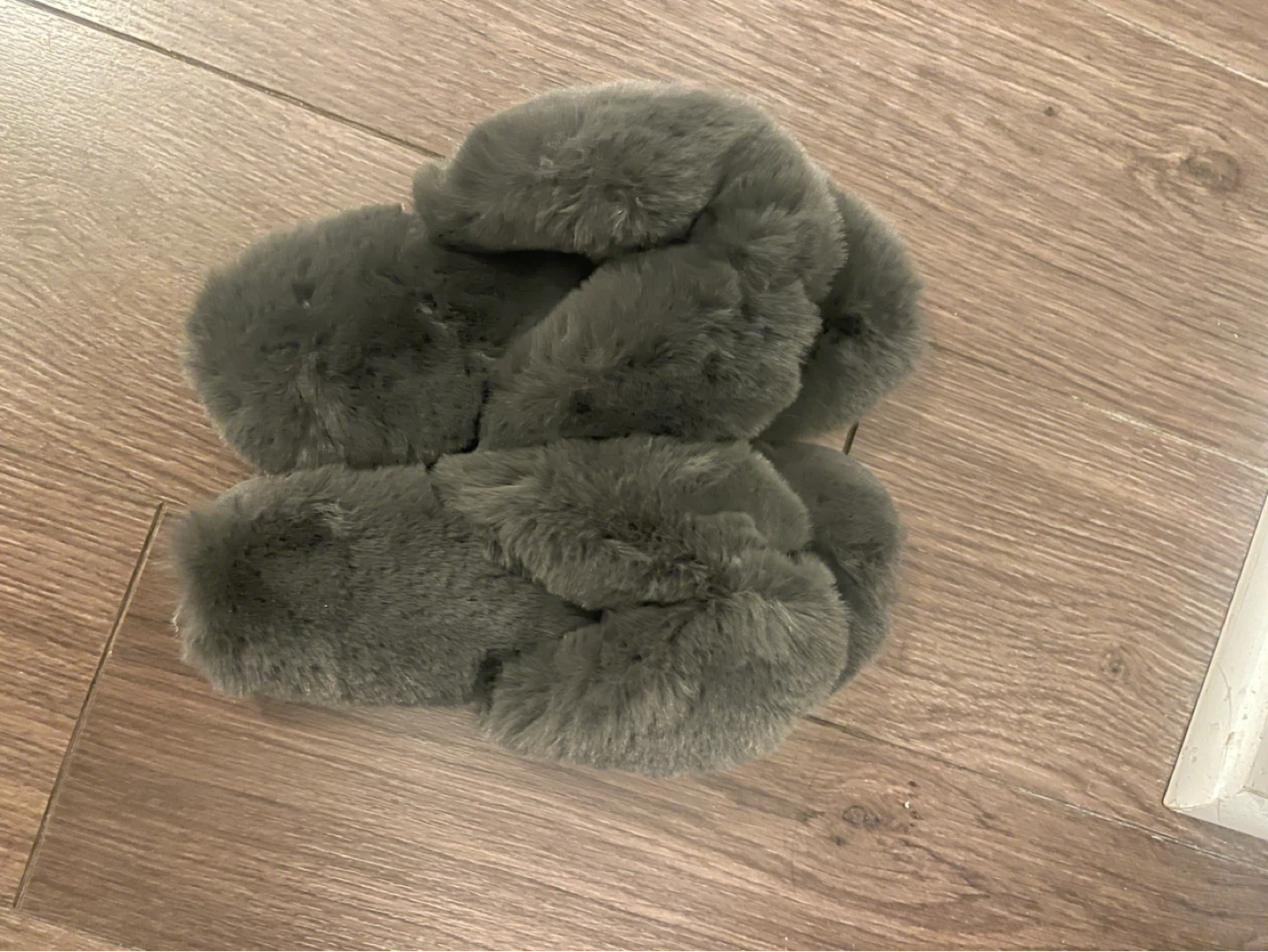 Brand new grey fluffy slippers