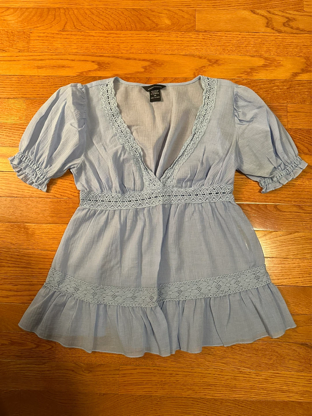 Moda International Light Blue Cotton Dress Size XS