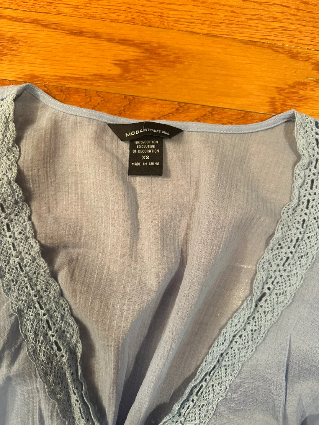 Moda International Light Blue Cotton Dress Size XS - photo 3