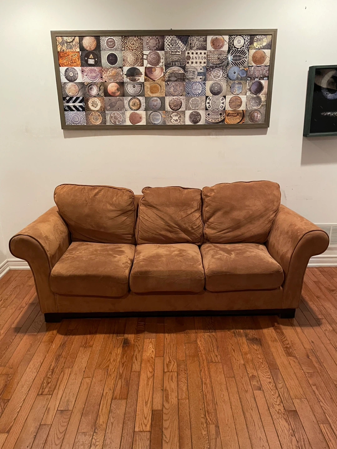 FREE DELIVERY. Brown Suede Sofa
