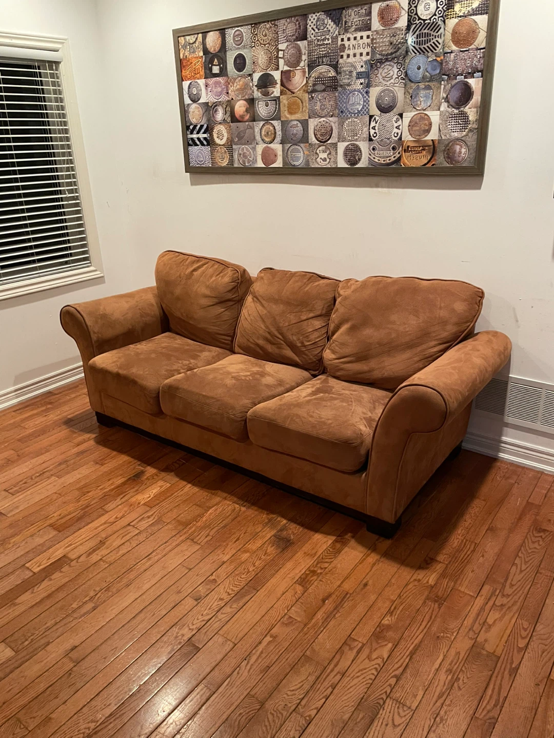 FREE DELIVERY. Brown Suede Sofa - photo 2
