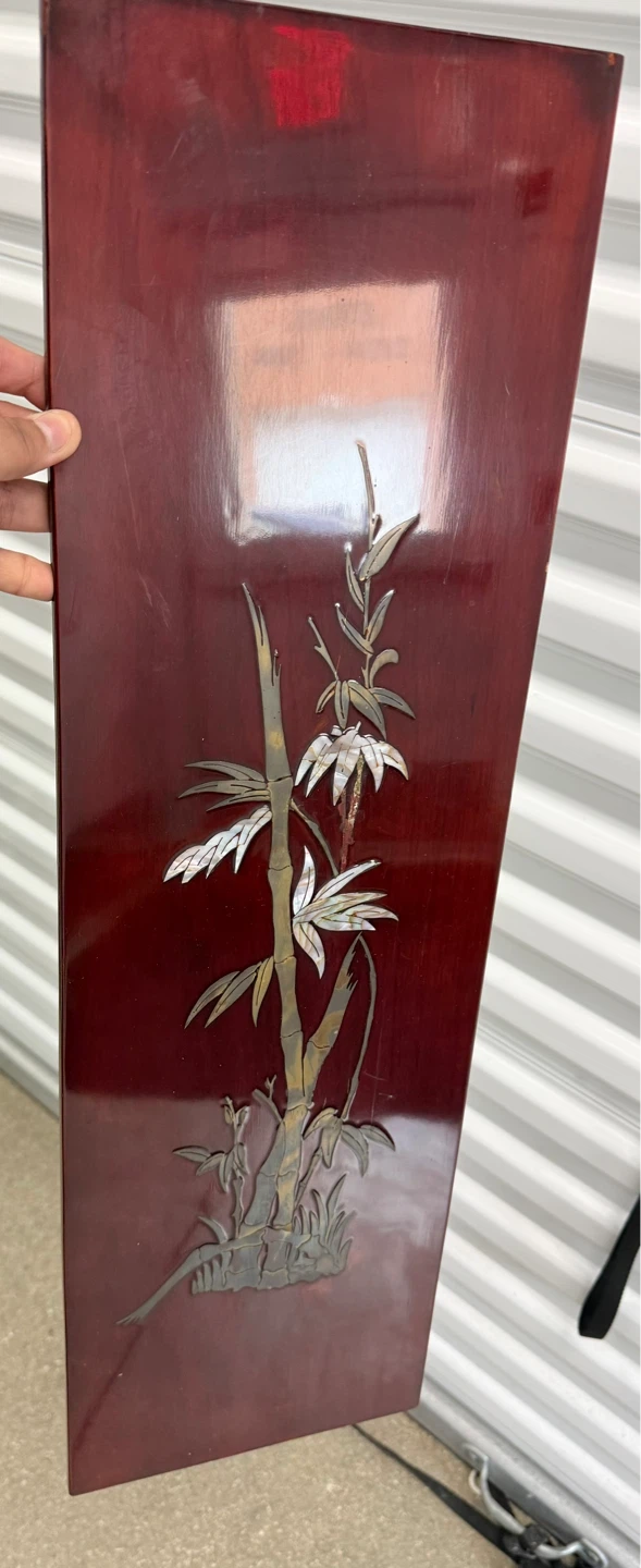Vintage Wall Hanging Intarsia Lacquer Mother of Pearl Wall Decor