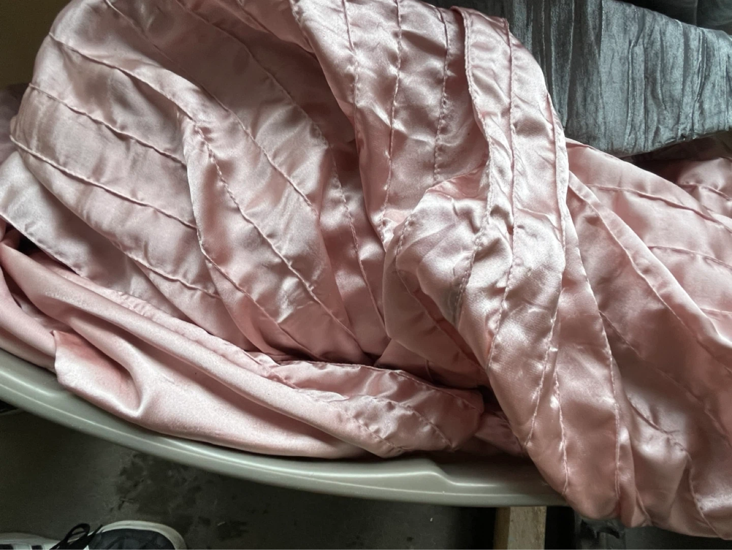Blush Satin Table buffet cloth with Pleating