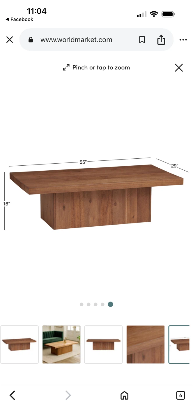 World Market Rectangular Wood Coffee Table