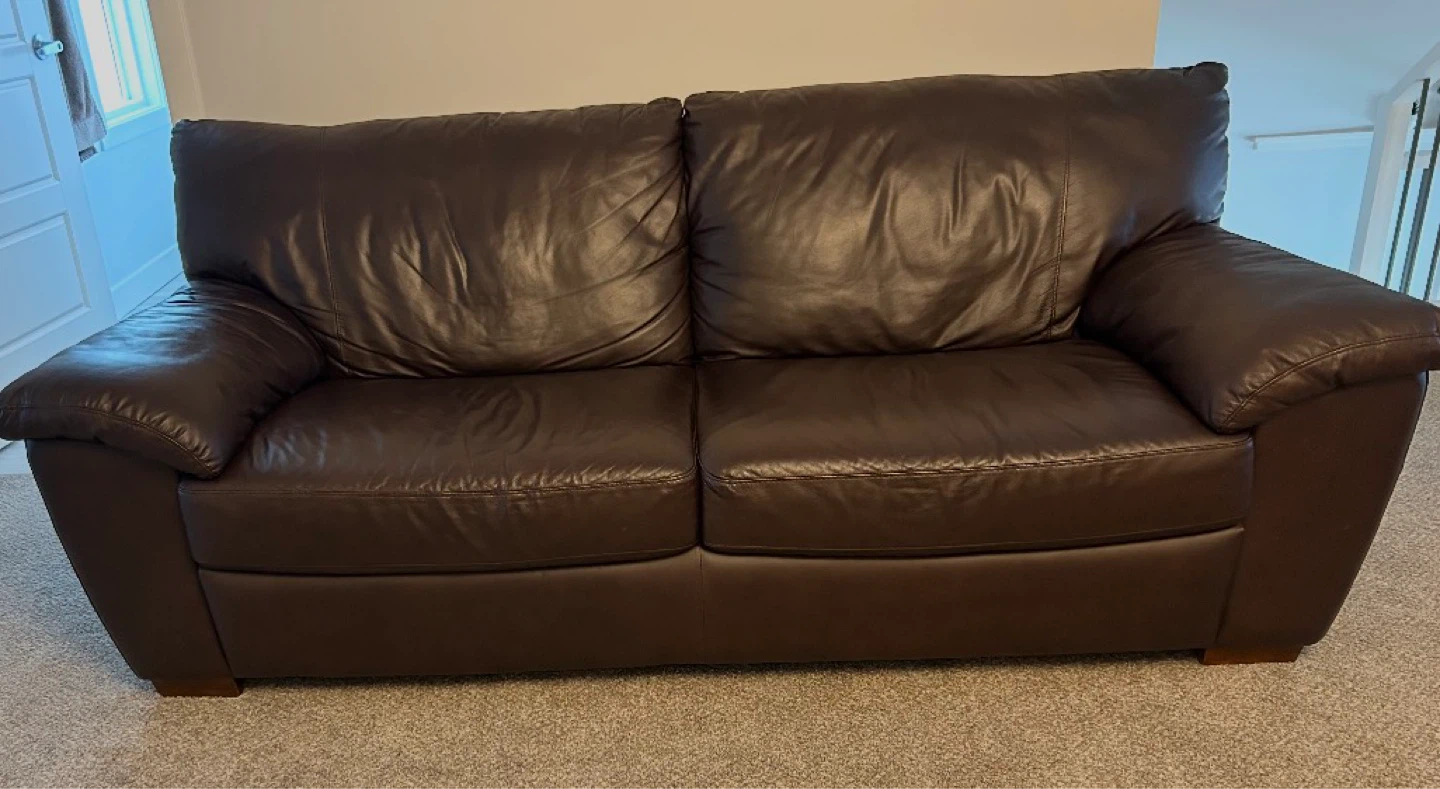 Excellent condition- Brown Leather Loveseat Sofa